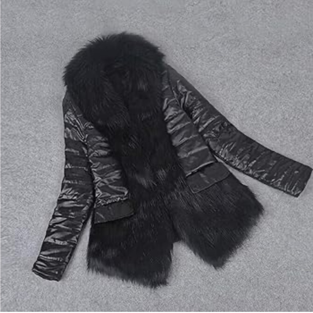 Black faux fur jacket